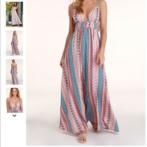 Maxin' Relaxin' Multi Print Maxi Dress vacay dress! NWT